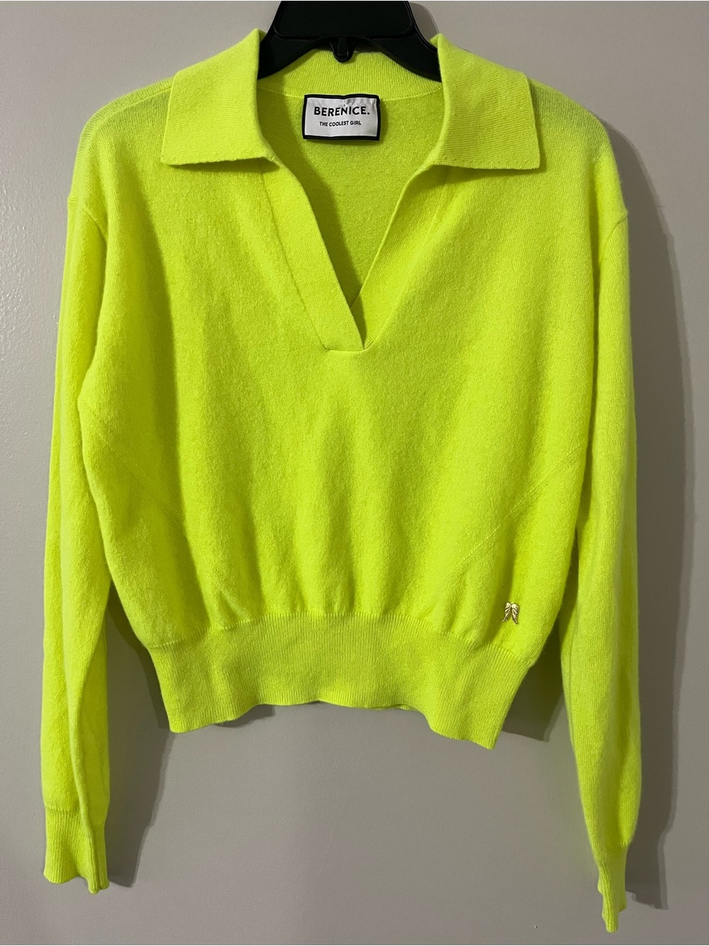 BERENICE Bright Yellow 100% Cashmere Sweater Sz M